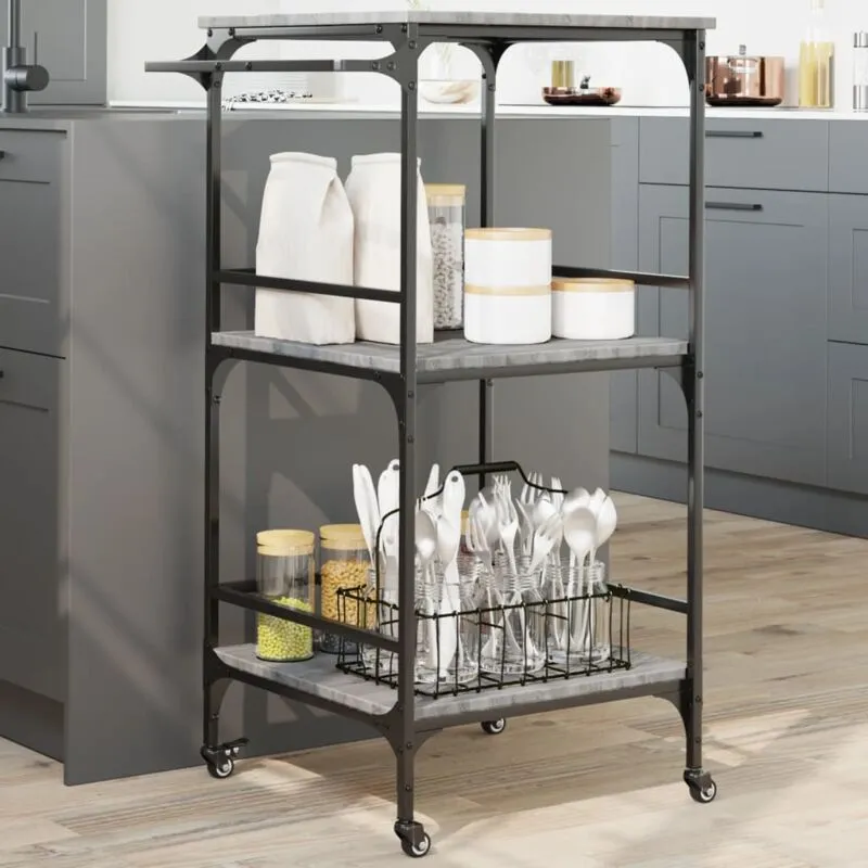 Carrello da Cucina Grigio Sonoma 60,5x50x105 cm - Vidaxl