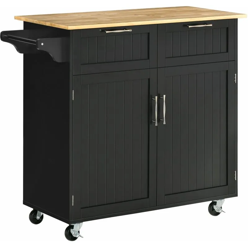 Giordanoshop - Carrello da Cucina 104x46x91 cm con Ruote in Legno Nero