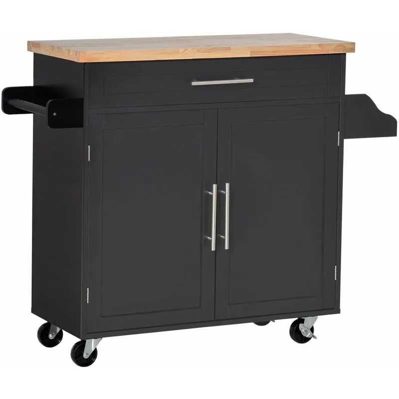 Carrello da Cucina 109x40x89 cm in Legno Nero