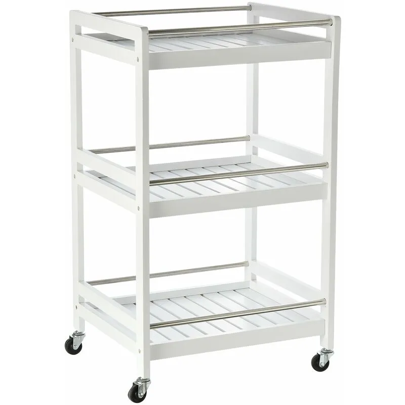 Giordanoshop - Carrello da Cucina 45x38x78 cm 3 Ripiani in Legno Bianco