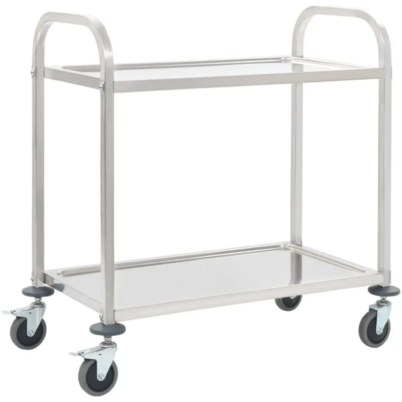 Carrello da Cucina a 2 Livelli 96,5x55x90 cm in Acciaio Inox - Vidaxl