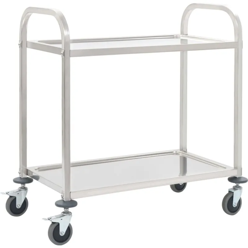 Carrello da Cucina a 2 Livelli 95x45x83,5 cm in Acciaio Inox - Vidaxl