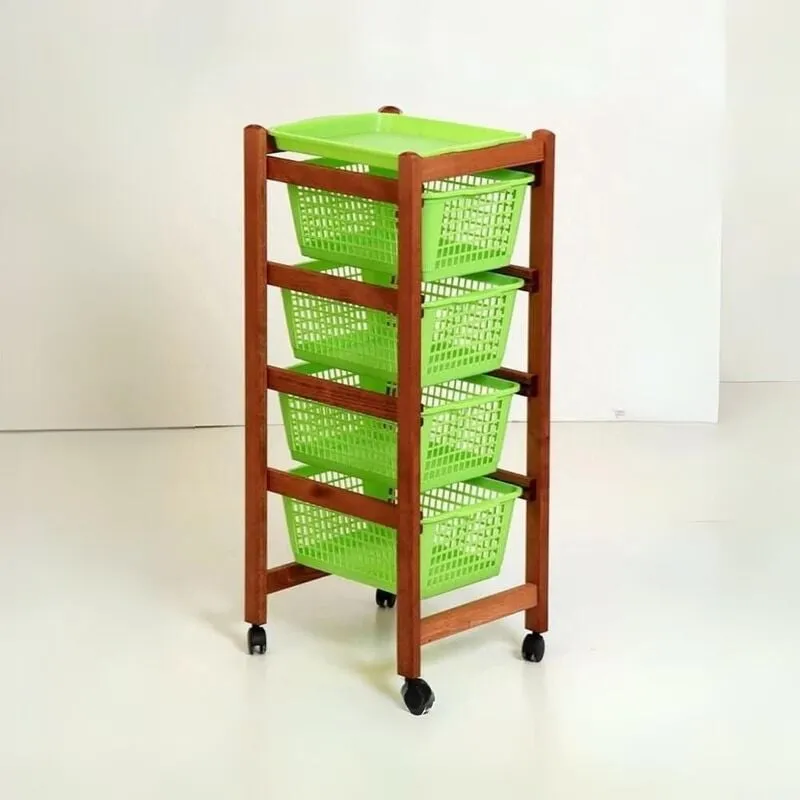 Carrello da cucina con cestini estraibili e vassoio ciliegio - Jolly Eco