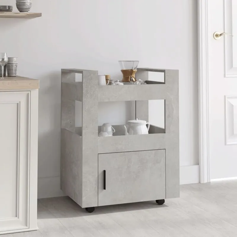 Furniture Limited - Carrello da Cucina Grigio cemento 60x45x80 cm