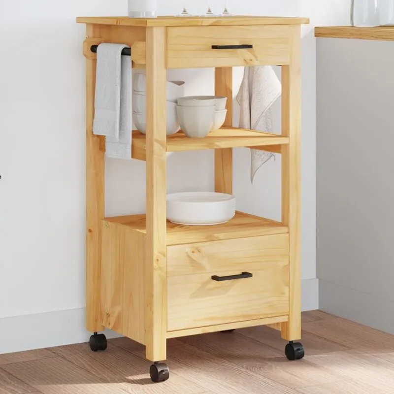 Carrello da Cucina monza 48x40x90 cm in Legno Massello di Pino