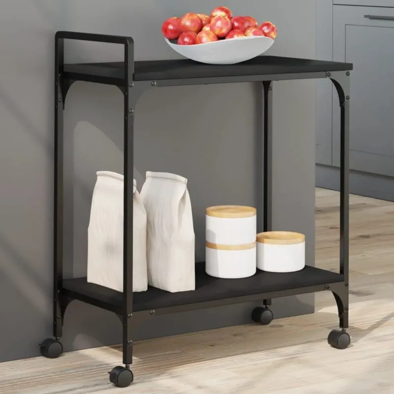 Carrello da Cucina Nero 60,5x31x72,5 cm in Legno Multistrato - Vidaxl