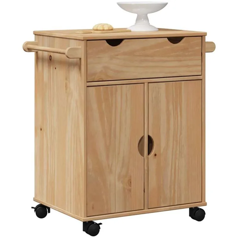 Carrello da Cucina otta 59x45x80 cm in Legno Massello di Pino