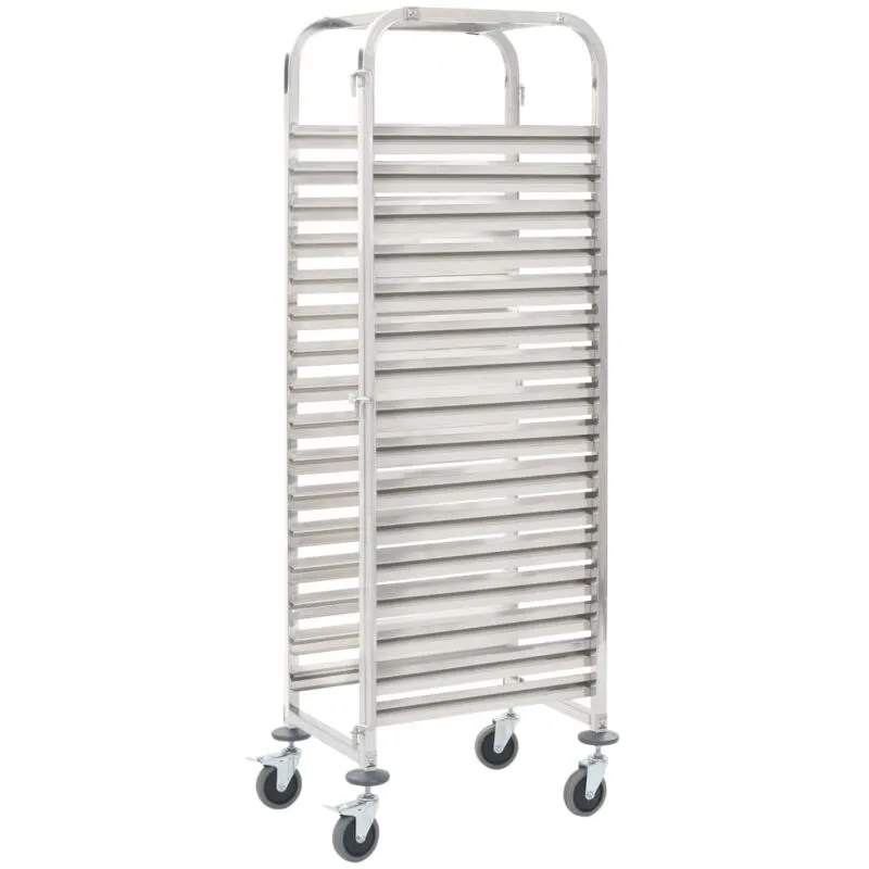 Carrello da Cucina per 16 Vassoi 38x55x163 cm in Acciaio Inox - Vidaxl