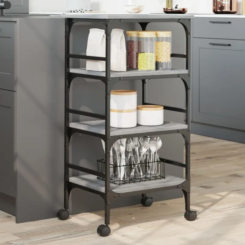 Carrello Cucina Grigio Sonoma 45x35x89,5 cm Legno Multistrato - Vidaxl