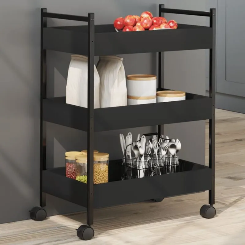 Carrello da Cucina Nero 50x30x70 cm in Legno Multistrato - Vidaxl