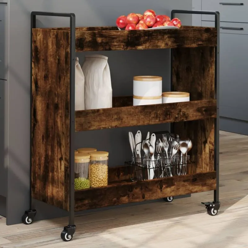 vidaXL Carrello da Cucina Rovere Fumo 70x30x82 cm in Legno Multistrato