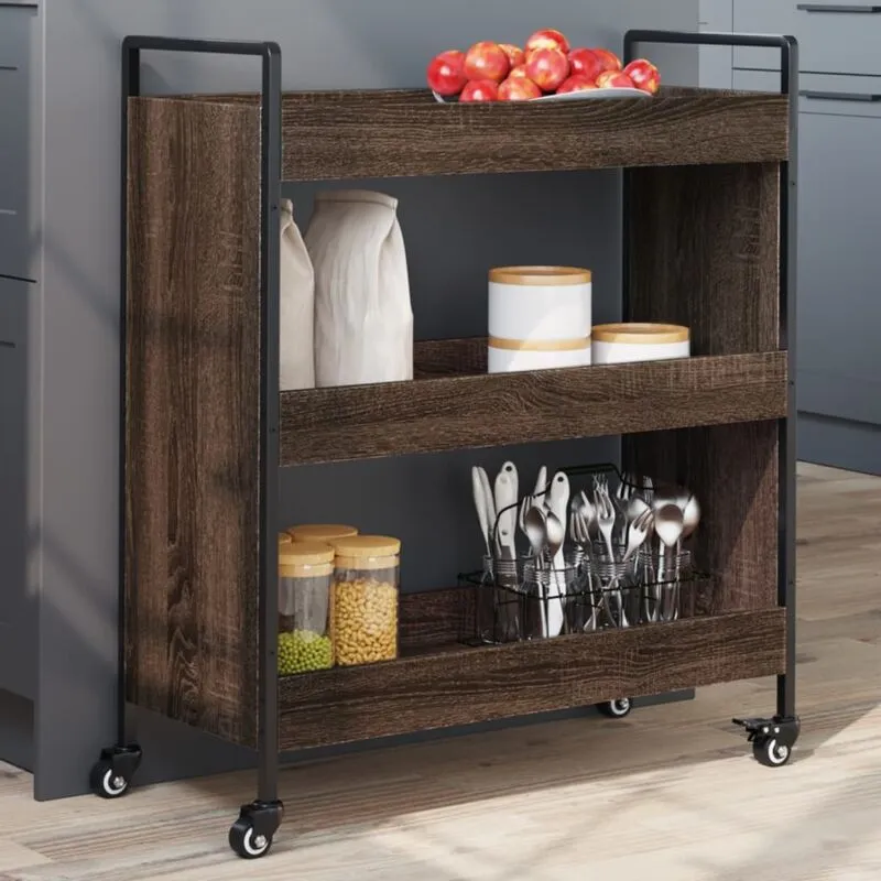 Carrello da Cucina Rovere Marrone 70x30x82 cm Legno Multistrato - Vidaxl