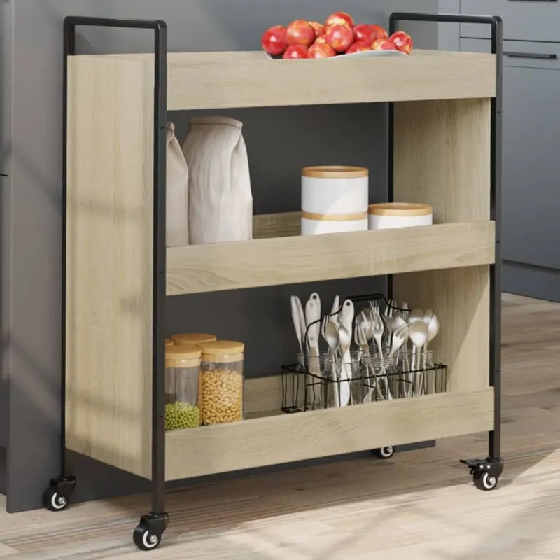 Carrello da Cucina Rovere Sonoma 70x30x82 cm Legno Multistrato - Vidaxl