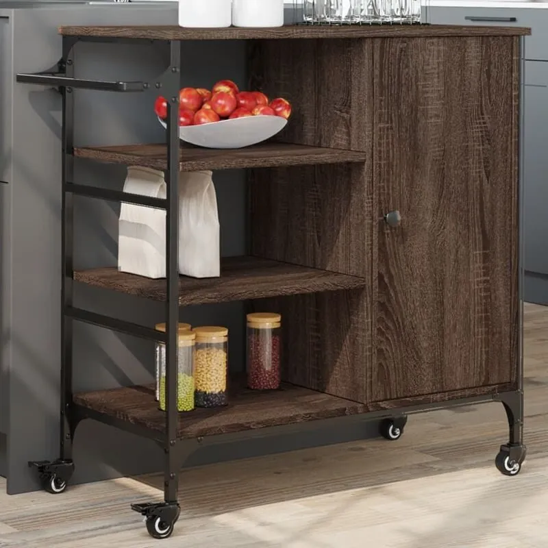 Carrello da Cucina Rovere Marrone 87,5x38,5x84,5 cm Multistrato - Vidaxl