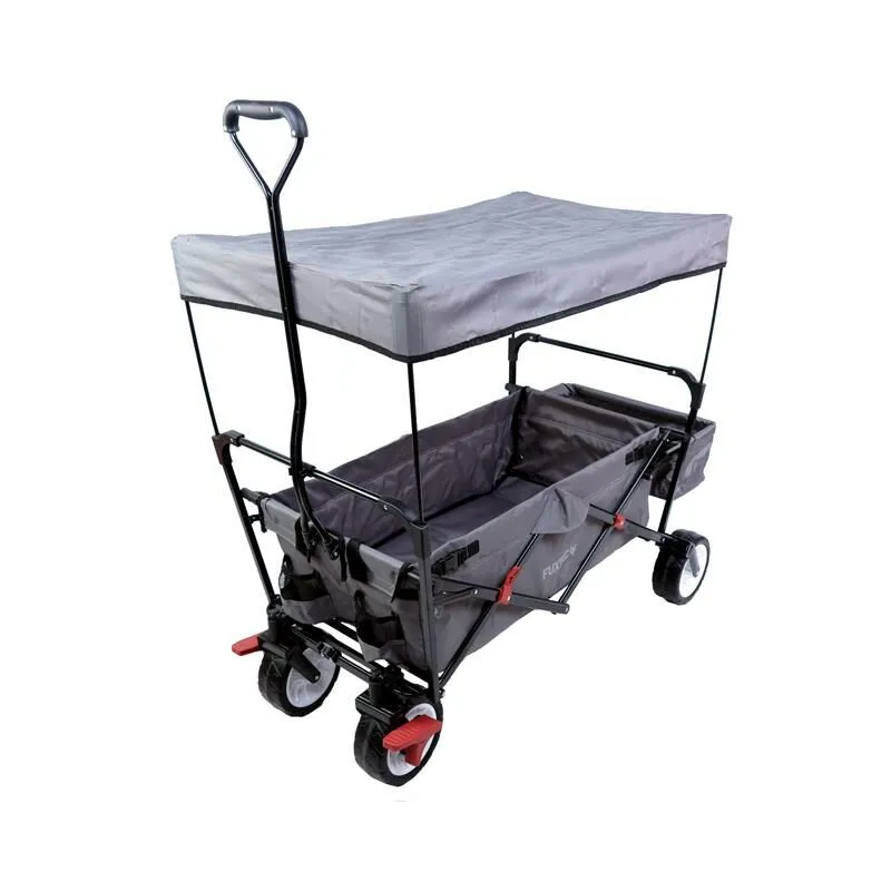 Fuxtec - Carrello da giardino pieghevole da campeggio / spiaggia per la spesa CT350 grigio