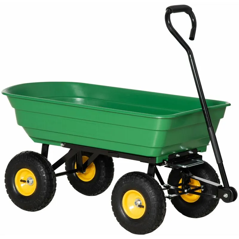 Giordanoshop - Carrello da Giardino Ribaltabile 4 Ruote 109x52x94 cm 75 Litri Verde