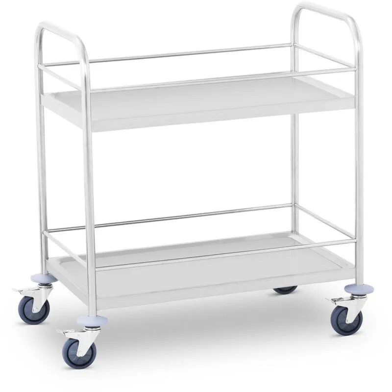 Carrello Di Servizio In Acciaio Inox Capacità Di Carico 2X50 Kg 4 Ruote In Gomma