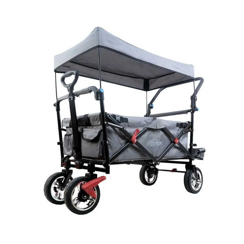 Carrello pieghevole giardino Fuxtec FX-CT800 con tettuccio parasole grigio