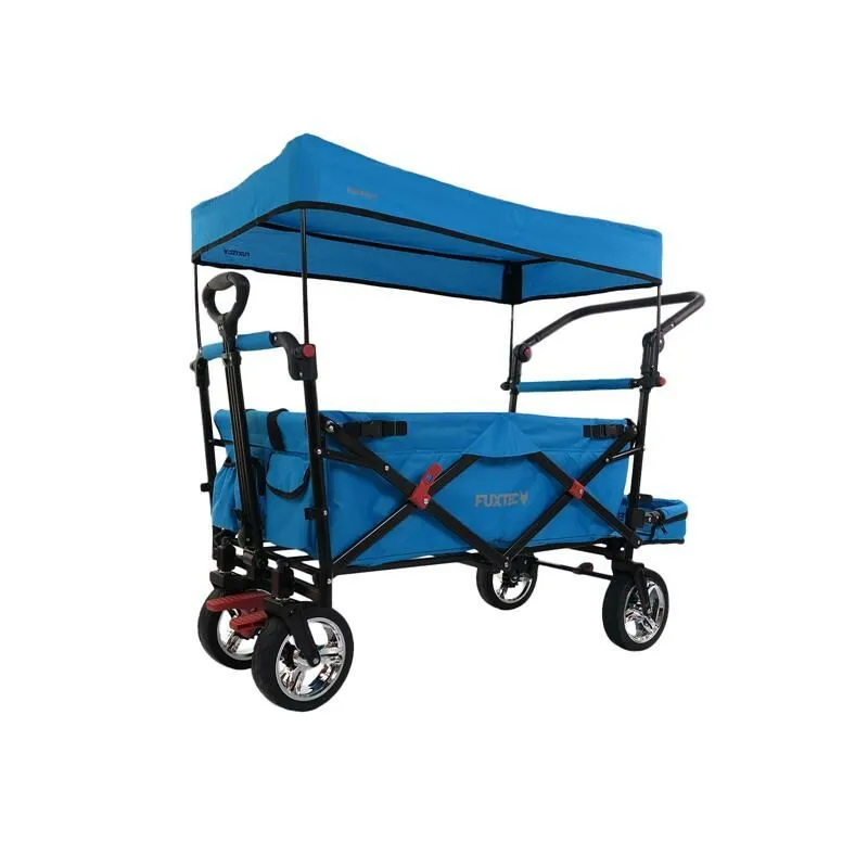 Carrello pieghevole giardino Fuxtec FX-CT800 con tettuccio parasole blu