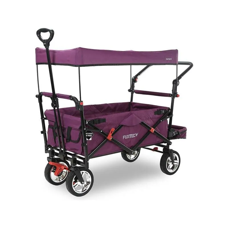 Fuxtec - Carrello pieghevole da giardino FX-CT800 con tettuccio parasole viola