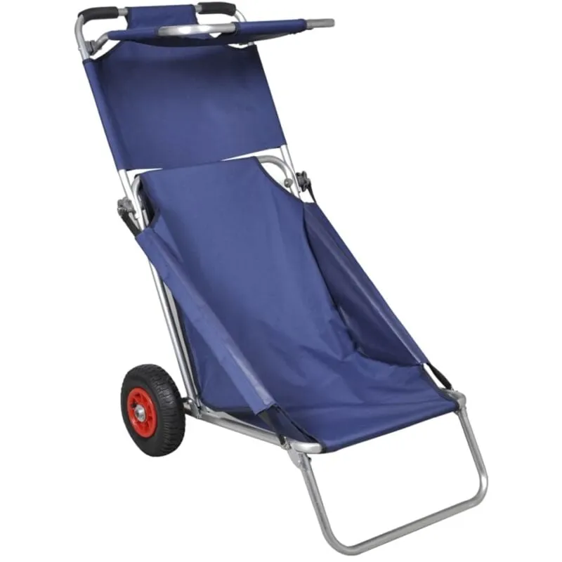 Carrello per la Spiaggia con Ruote Portatile Pieghevole Blu Vidaxl Blu