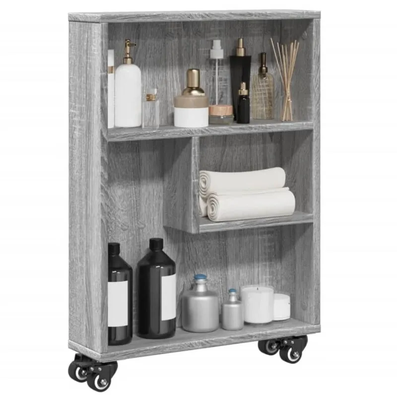 Carrello Stretto Grigio Sonoma 48x13x68 cm in Truciolato