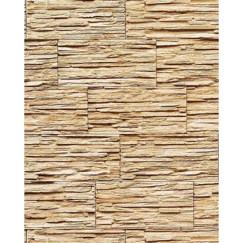 Edem - Carta da parati spazzolabile 1003-31 effetto muro di pietra naturale rilievo ardesia lavagna beige sabbia marrone