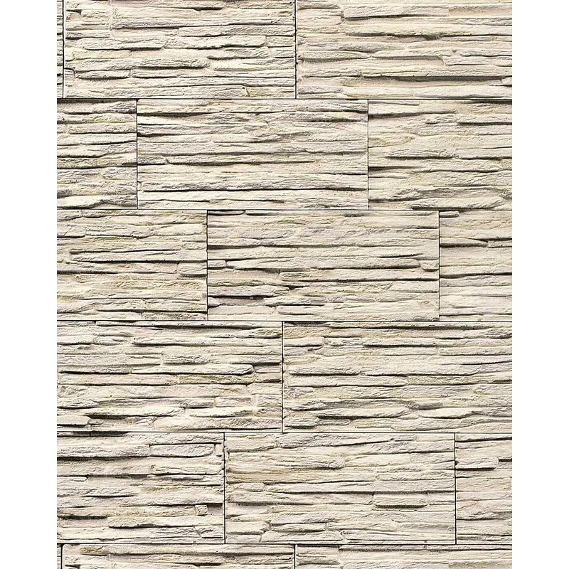 Edem - Carta da parati spazzolabile effetto muro di pietra naturale 1003-33 in rilievo ardesia lavagna chiaro beige grigio