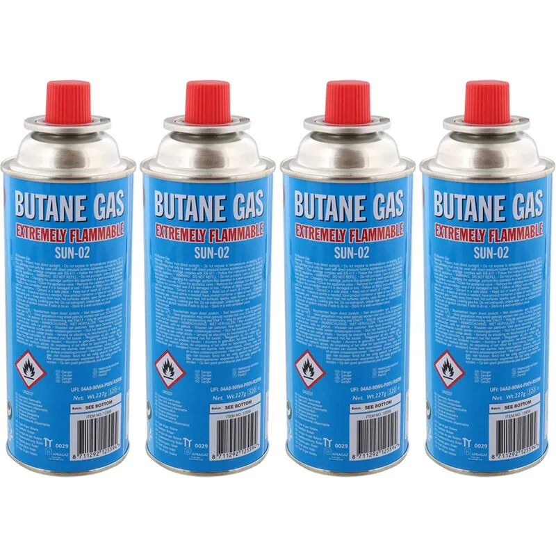 All Ride - Set 4 Cartucce Gas Butano da 227 gr Ricarica Gas Ø70 x 20 cm Ideale per Barbecue