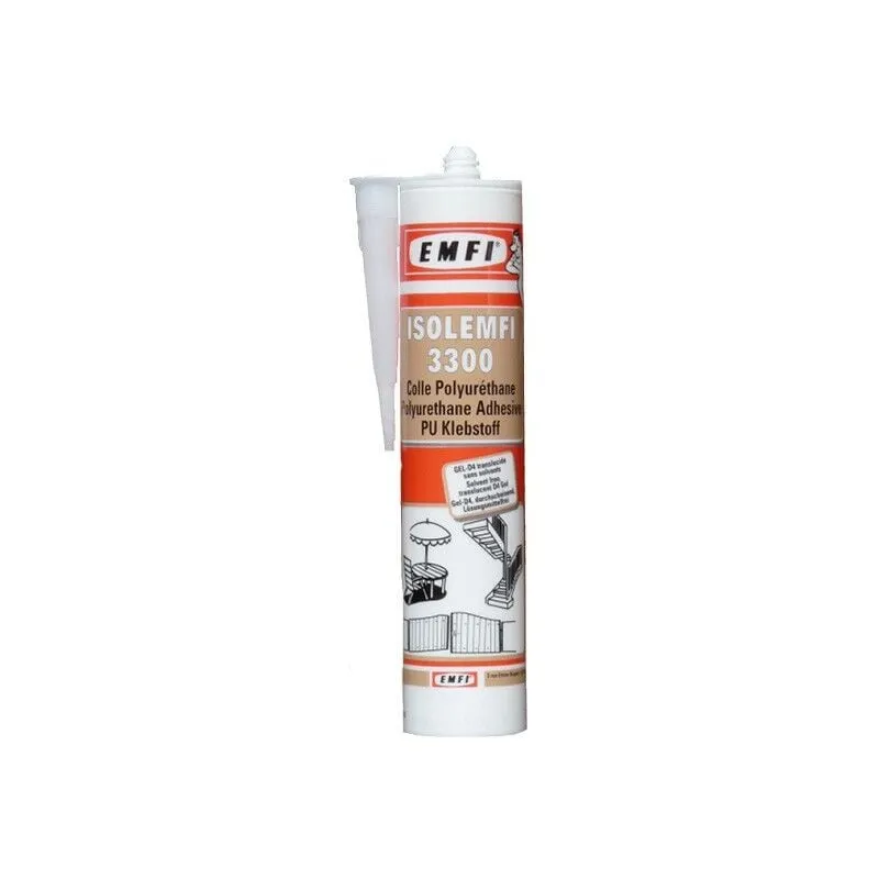 Cartuccia isol Emfi 3300 pu Gel D4 Rapido trasparente per legno esterno da 300 ml - 50040AE064