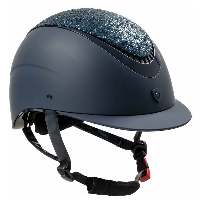 Casco da equitazione modello Galaxy con con visiera stretta e brillantini: 55-57 cm, Blu navy e Blu navy