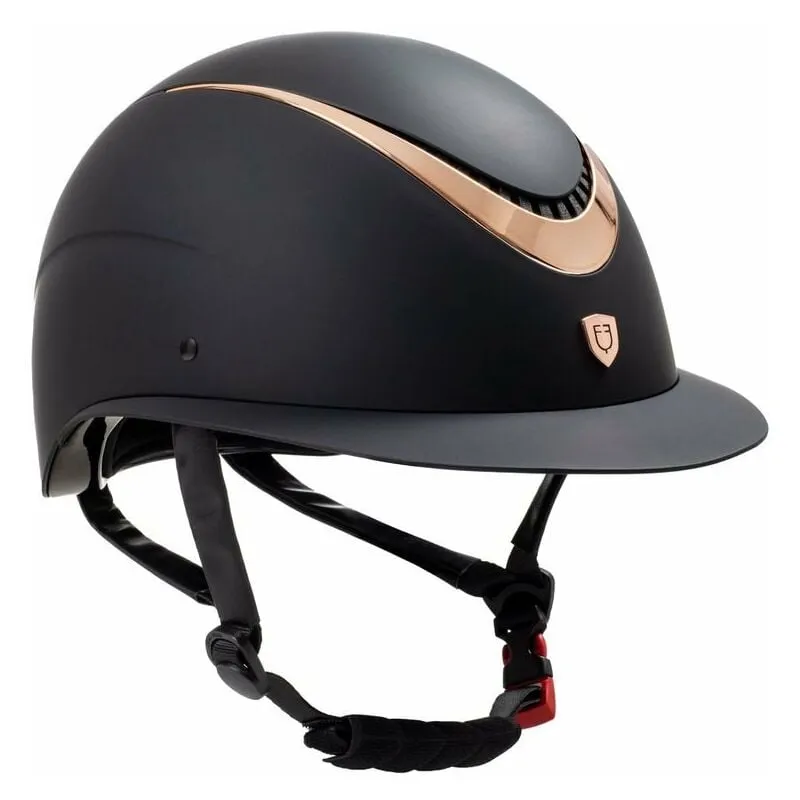 Equestro - Casco da equitazione modello Galaxy con frame lucido e visiera larga: 52-54 cm, Nero e Nero