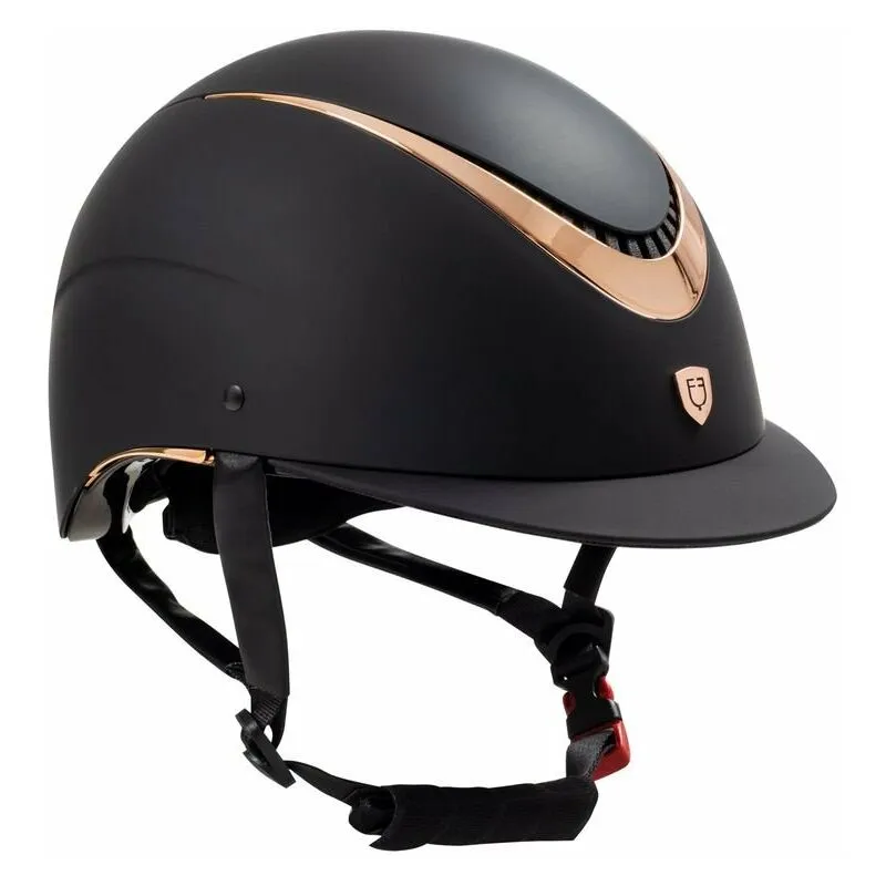 Equestro - Casco unisex da equitazione modello Galaxy con frame lucido: 52-54 cm, Nero e Oro Rosa