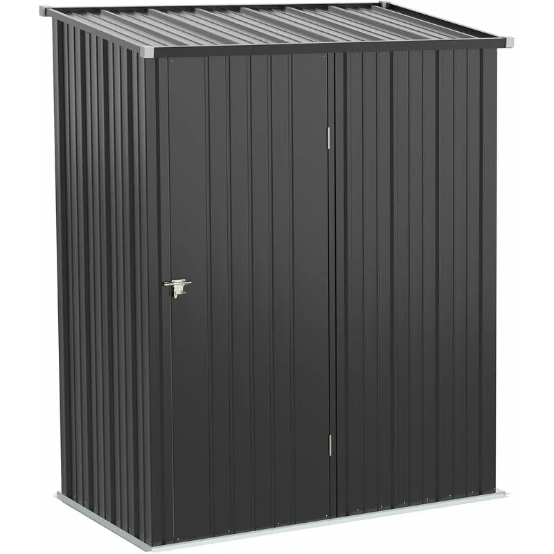 Giordanoshop - Casetta Box da Giardino 161,5x94,5x196 cm in Lamiera Acciaio Nero