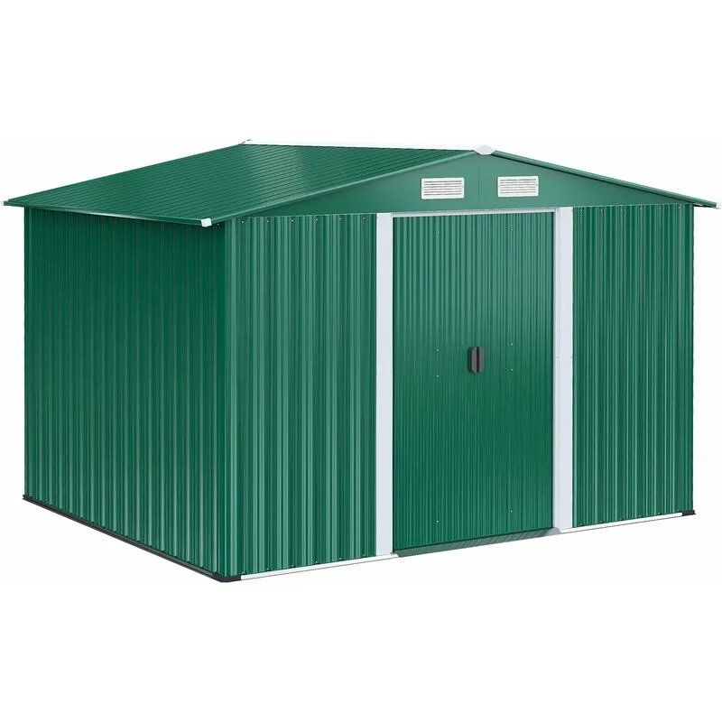 Casetta Box da Giardino in Lamiera Verde 246x192.5x177.5 cm