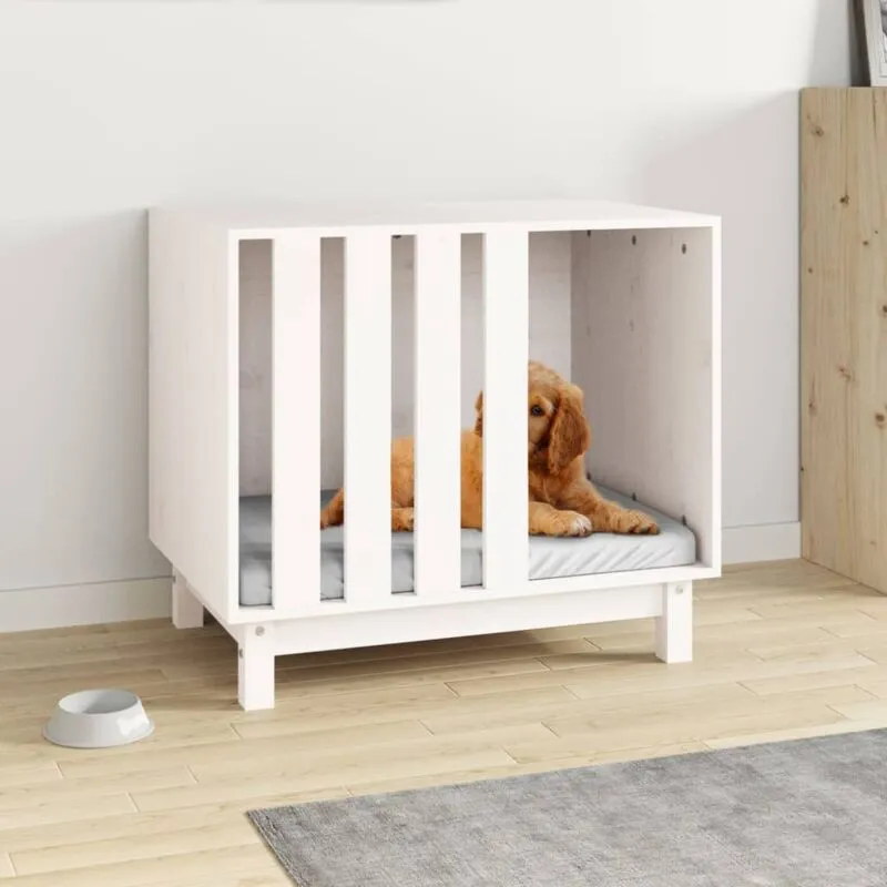 Vidaxl - Casetta per Cani bianco 70x50x62 cm in Legno Massello di Pino