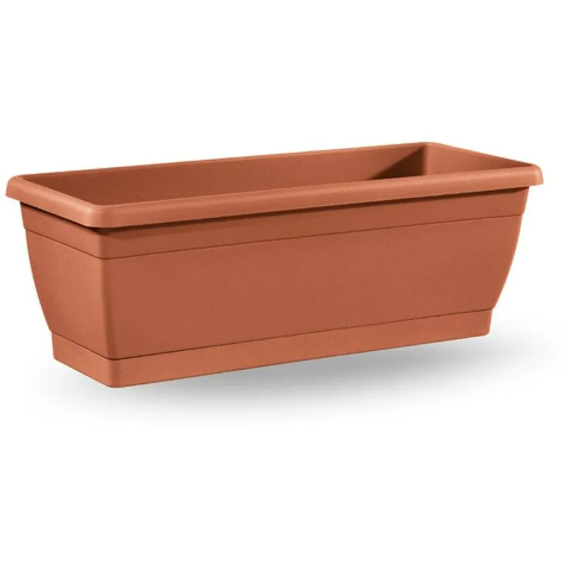 Vaso fioriera cassetta da balcone Roxanne con sottovaso 40cm Veca vari colori - Color: terracotta