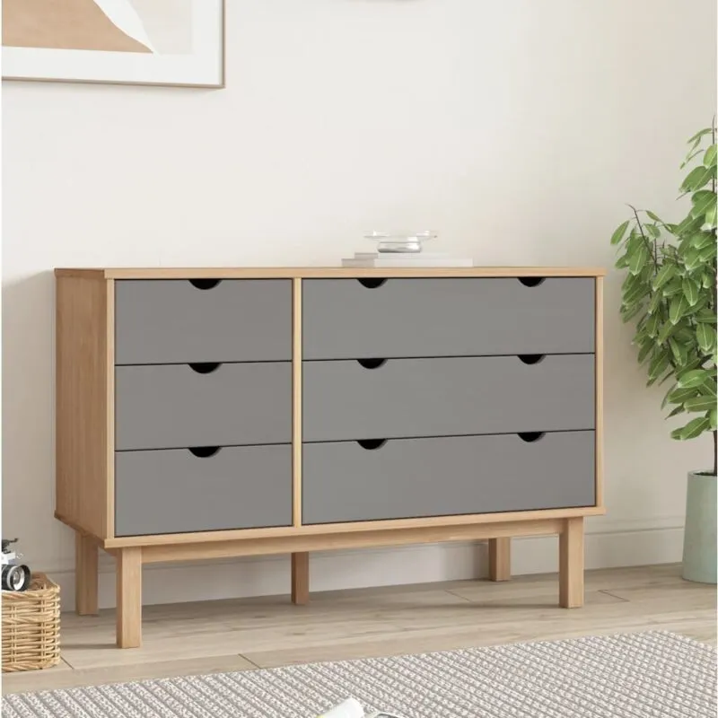 Vidaxl - Cassettiera otta Marrone e Grigio 111x43x73,5 cm Legno di Pino