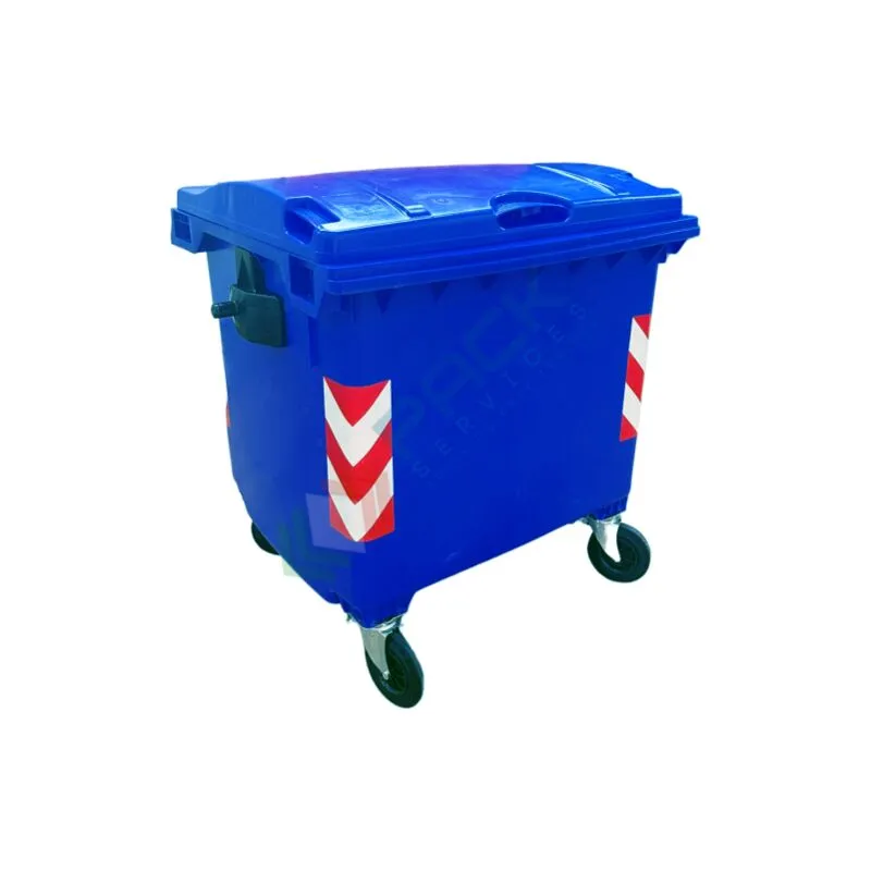 Pack Services - Cassonetto rifiuti 660 Lt, uni en 840, colore blu - Blu