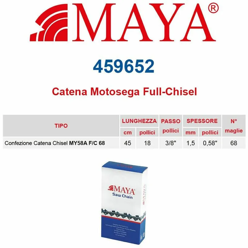  - Catena confezionata 3/8" 1.5 mm - .058" 68 maglie con antirimbalzo profilo Quadro maya- 459652