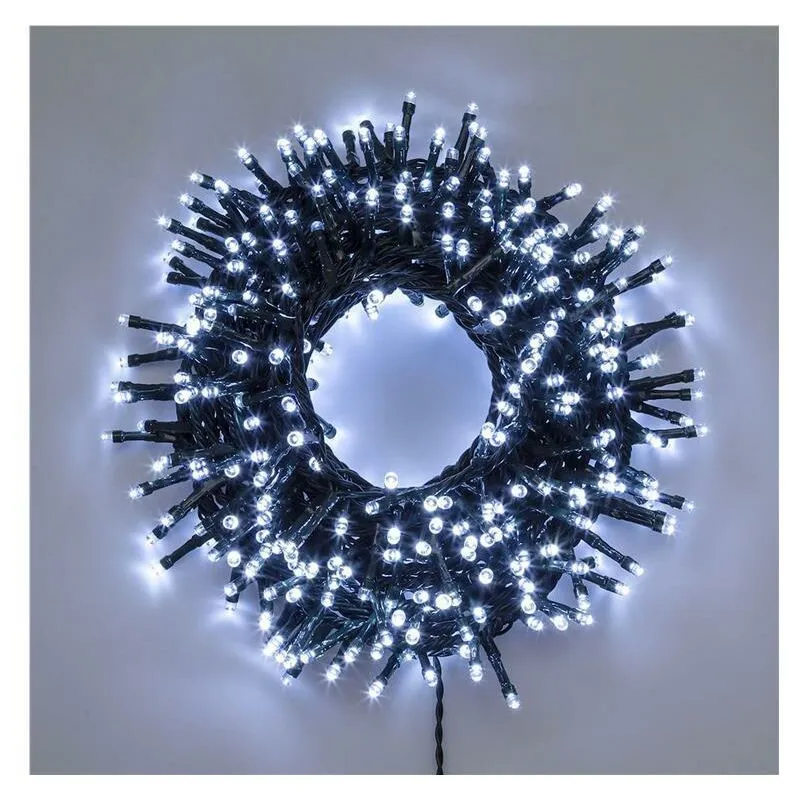 Catena luminosa 1000 led bianco freddo Interno/Esterno 50mt luci albero natale