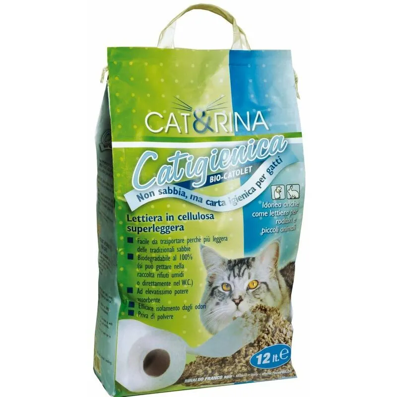 Cat&rina - Catigienica lettiera in carta per gatti e piccoli animali 12 litri