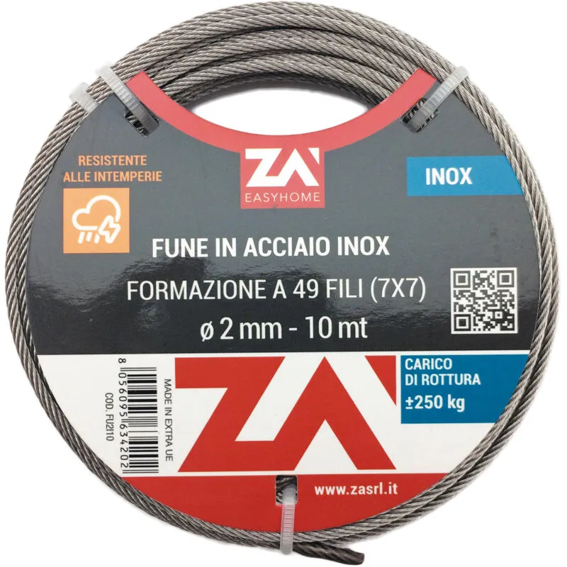 Ferramenta1.com - fune acciaio inox 49F d 3 mm 10 m