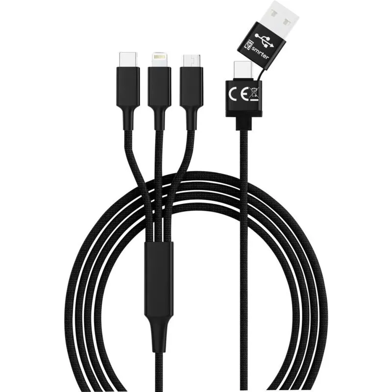 Smrter - Cavo di ricarica usb usb 2.0 Spina usb-a, Spina usb-c®, Connettore Apple Lightning, Spina USB-Micro-B 1.20 m Ner