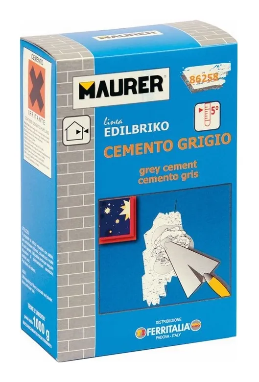 Maurer - Cemento Grigio 1 Kg per Riparazioni su Intonaci, Calcestruzzi e Pavimenti