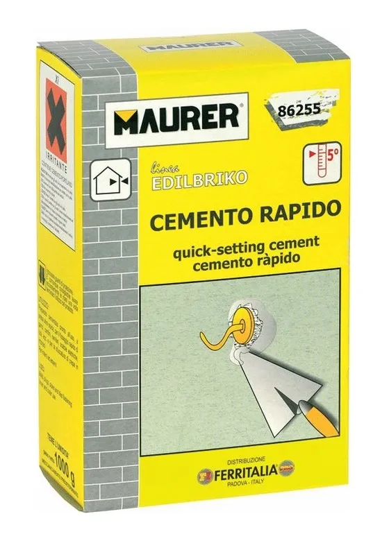 Maurer - Cemento Rapido 5 Kg per Fissaggio di Zanche, Tasselli, Piastrelle e Tubi