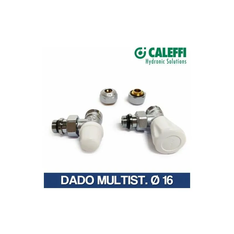 Valvola e detentore a squadra Caleffi con dadi rame 12 14 multistrato 16 11479V dado x mult. 16 (22295)