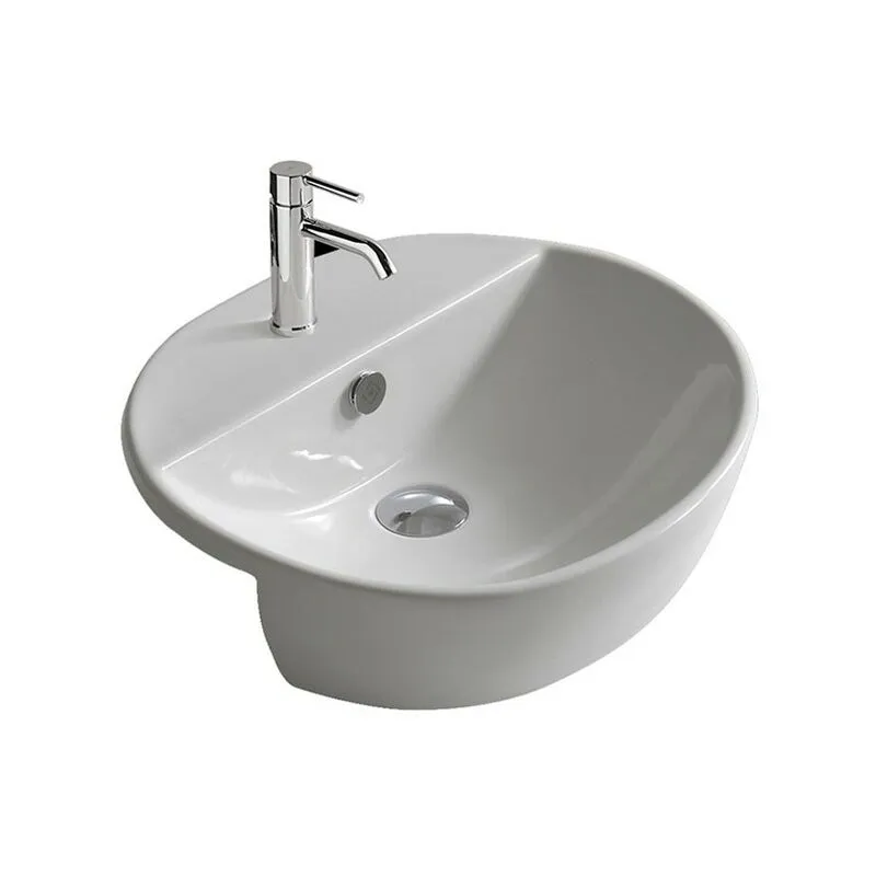 Galassia - Lavabo M2 semincasso cm. 50x43 in ceramica bianco lucido di