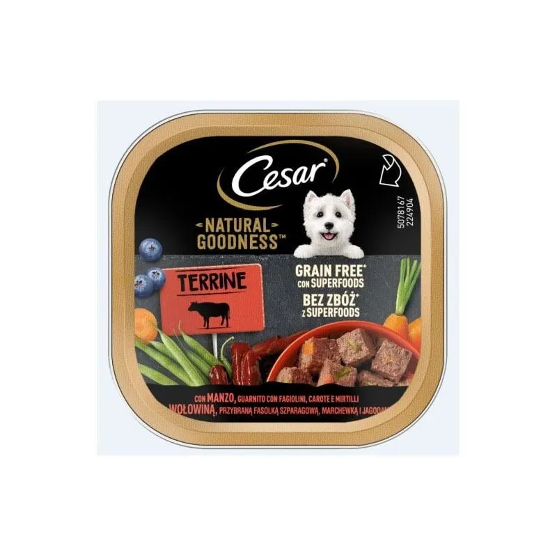  - Cane Natural Goodness 100gr Manzo Fagiolini Carote Mirtilli