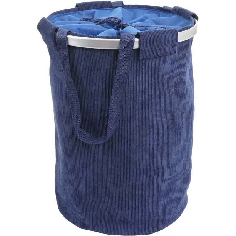  - Cesta borsa portabiancheria 750 tessuto a coste maniglie 65l blu - blue